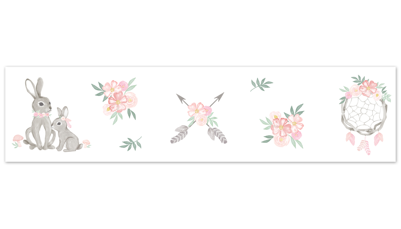 Bunny Floral Collection Wallpaper Border