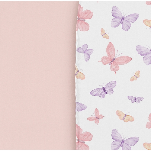 Butterfly Blush Pink and Purple Collection 2 Pack Baby Bassinet Fitted Sheets - alt image 4