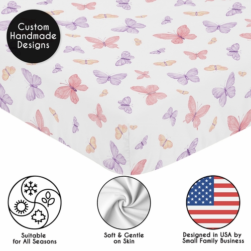 Butterfly Blush Pink and Purple Collection 2 Pack Crib Sheets - alt image 4
