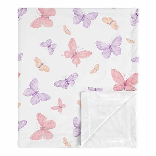Butterfly Blush Pink and Purple Collection Baby Blanket