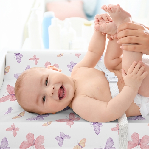 Butterfly Blush Pink and Purple Collection Changing Pad Cover Sheet - alt image 2