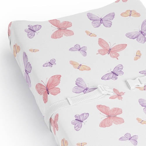 Butterfly Blush Pink and Purple Collection Changing Pad Cover Sheet - alt image 3