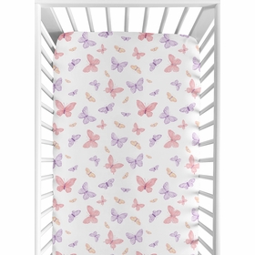 Butterfly Blush Pink and Purple Collection Crib Sheet