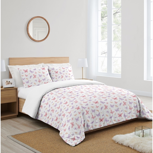 Butterfly Blush Pink and Purple Collection Full/Queen Bedding - alt image 1