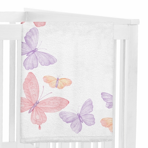 Butterfly Blush Pink and Purple Collection Monthly Milestone Baby Blanket - alt image 2