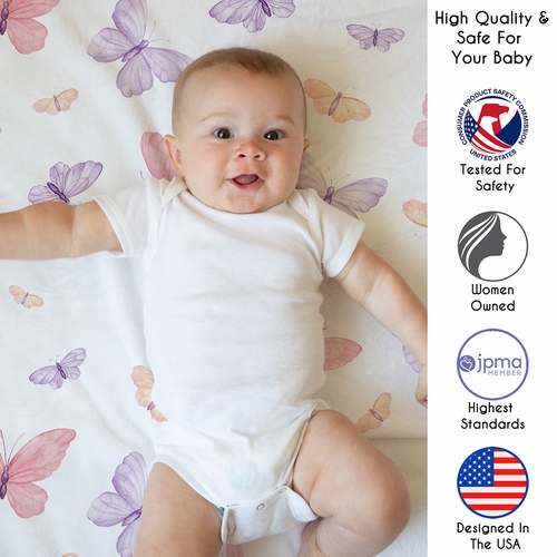 Butterfly Blush Pink and Purple Collection Playmat - alt image 2