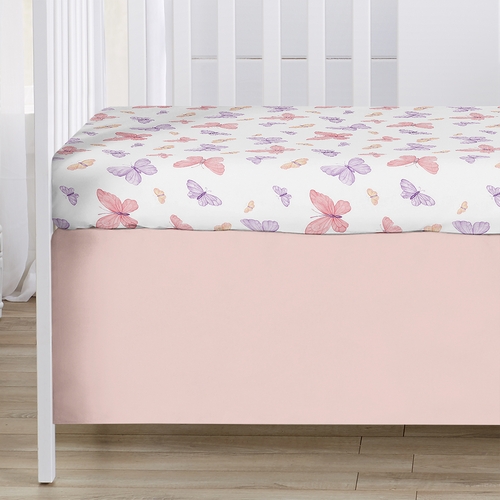 Butterfly Blush Pink and Purple Collection Sweet Jojo Designs 5 Piece Crib Bedding + BreathableBaby Breathable Mesh Liner Pad - alt image 5