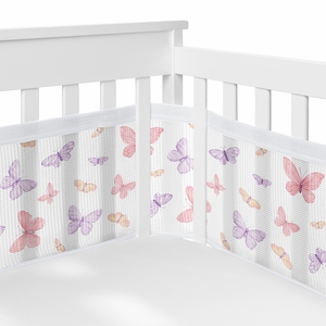 Butterfly Blush Pink and Purple Collection Sweet Jojo Designs + BreathableBaby Breathable Mesh Crib Liner Pad