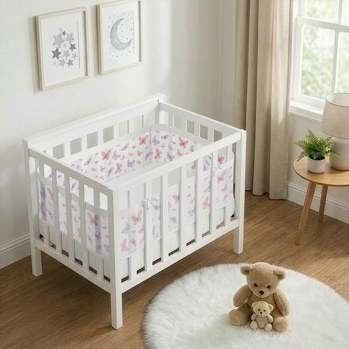 Butterfly Blush Pink and Purple Collection Sweet Jojo Designs + BreathableBaby Breathable Mini Mesh Crib Liner - alt image 1