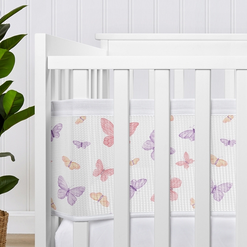 Butterfly Blush Pink and Purple Collection Sweet Jojo Designs + BreathableBaby Breathable Mini Mesh Crib Liner - alt image 3