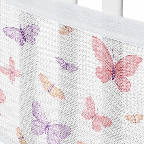 Butterfly Blush Pink and Purple Collection Sweet Jojo Designs + BreathableBaby Breathable Mini Mesh Crib Liner - alt image 4