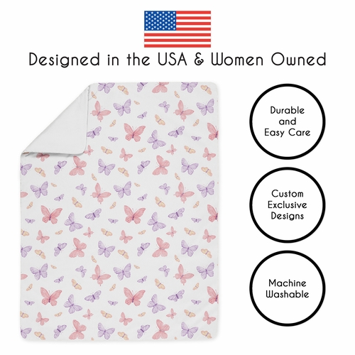 Butterfly Blush Pink and Purple Collection Toddler Bedding - alt image 3