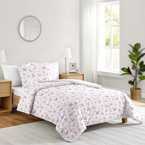 Butterfly Blush Pink and Purple Collection Twin Bedding - alt image 1