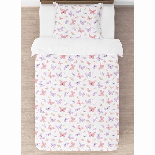 Butterfly Blush Pink and Purple Collection Twin Bedding - alt image 2