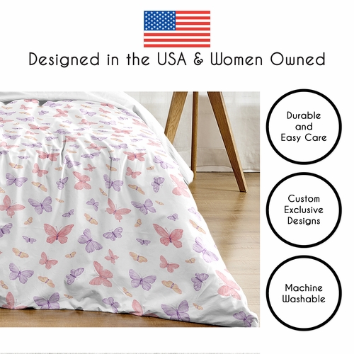 Butterfly Blush Pink and Purple Collection Twin Bedding - alt image 5