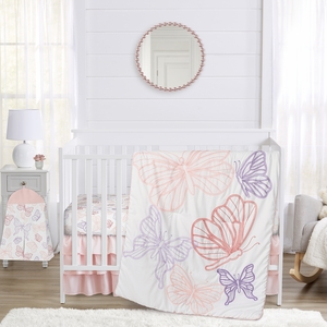Butterfly Collection 4 Piece Crib Bedding