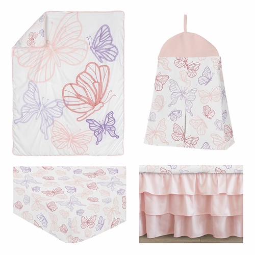 Butterfly Collection 4 Piece Crib Bedding - alt image 1