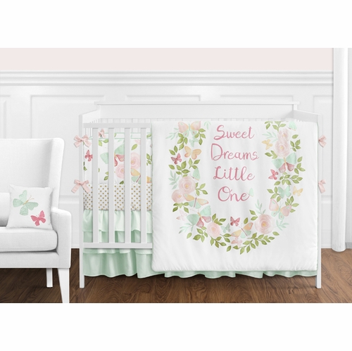 Butterfly Floral 9 Piece Crib Bedding Collection
