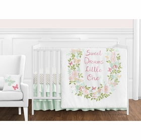 Butterfly Floral Collection 11 Piece Bumperless Crib Bedding