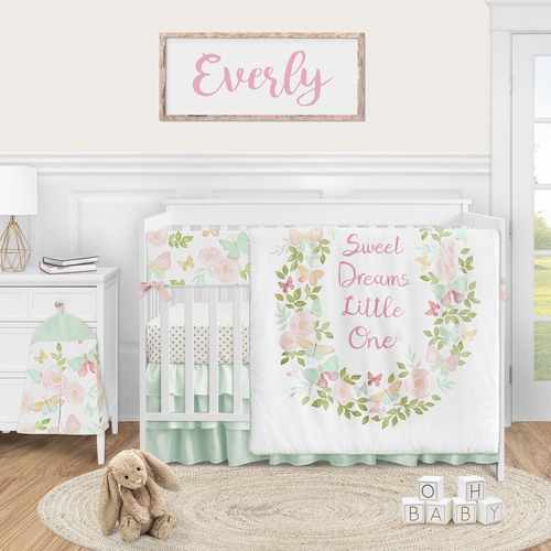 Butterfly Floral Collection 5 Piece Crib Bedding