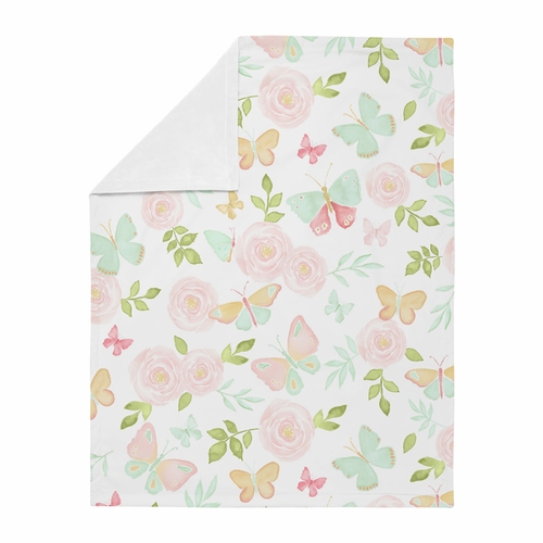 Butterfly Floral Collection Baby Blanket - alt image 1