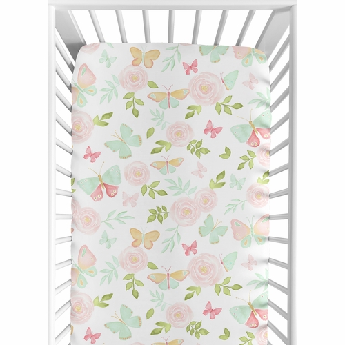 Butterfly Floral Collection Crib Sheet