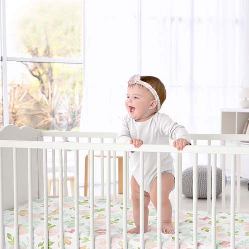 Butterfly Floral Collection Crib Sheet - alt image 1