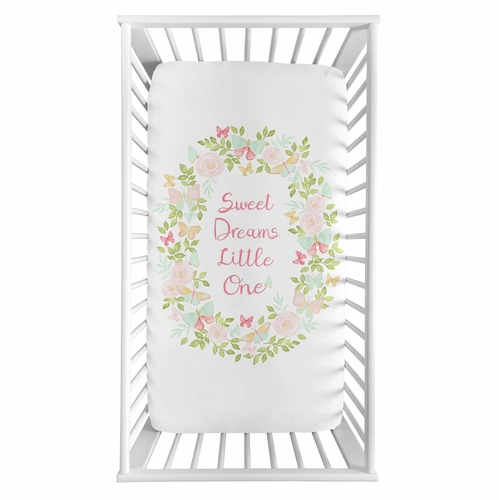 Butterfly Floral Collection Crib Sheet - Sweet Dreams