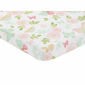 Butterfly Floral Collection Mini Crib Sheet