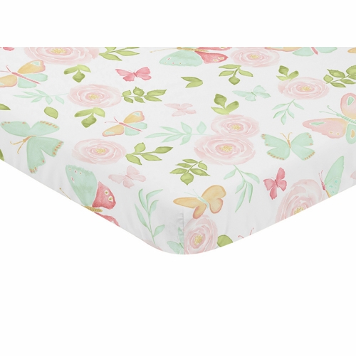 Butterfly Floral Collection Mini Crib Sheet