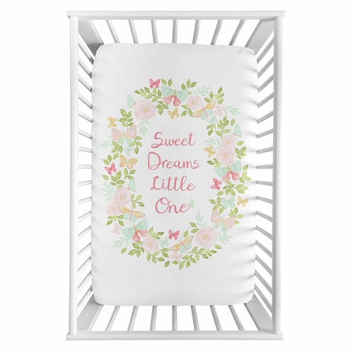 Butterfly Floral Collection Mini Crib Sheet - Sweet Dreams