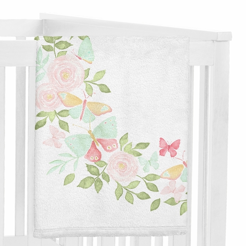 Butterfly Floral Collection Monthly Milestone Baby Blanket - alt image 2