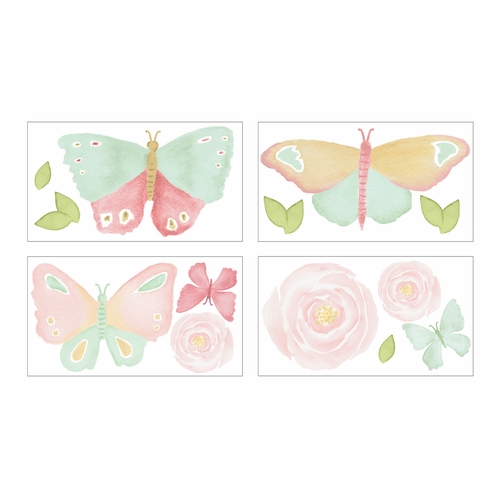 Butterfly Floral Collection Peel and Stick Wall Decal Stickers - Set of 4 Sheets - alt image 1