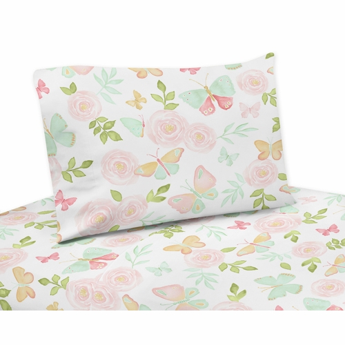 Butterfly Floral Collection Twin Sheet Set