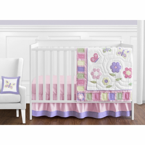 Butterfly Pink and Purple 11 Piece Bumperless Crib Bedding Collection