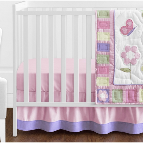 Butterfly Pink and Purple 11 Piece Bumperless Crib Bedding Collection - alt image 1