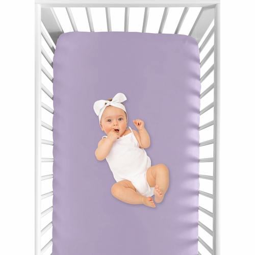 Butterfly Pink and Purple Collection Fitted Crib Sheet - Solid Purple - alt image 3