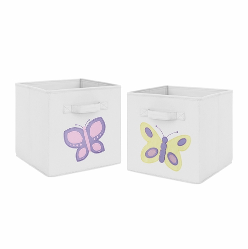 Butterfly Pink and Purple Collection Foldable Fabric Storage Bins - Set of 2