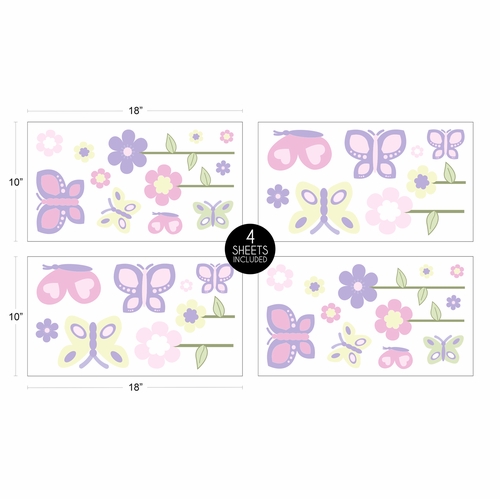 Butterfly Pink and Purple Collection Peel and Stick Wall Decal Stickers - Set of 4 Sheets - alt image 3