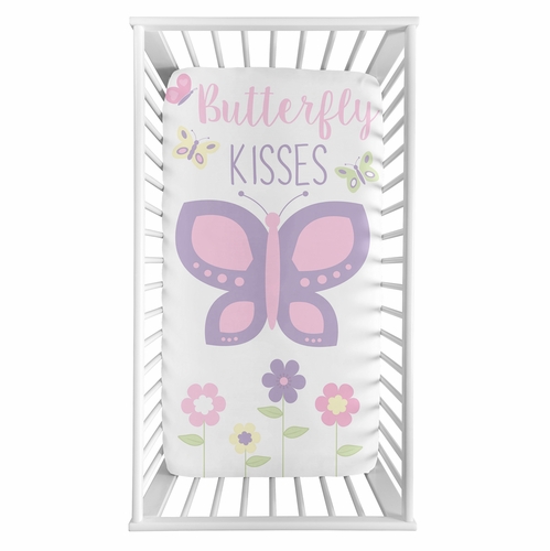 Butterfly Pink and Purple Photo Op Crib Sheet - alt image 1