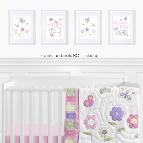 Butterfly Pink and Purple Wall Art Prints - Set of 4 - alt image 1