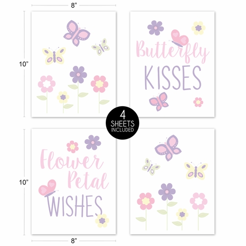 Butterfly Pink and Purple Wall Art Prints - Set of 4 - alt image 4
