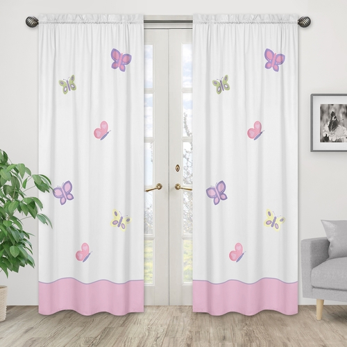 Butterfly Pink and Purple Window Panels - Set of 2 - alt image 1