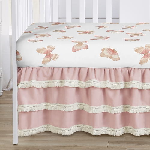 Butterfly Pink and Taupe Collection 4 Piece Crib Bedding - alt image 3