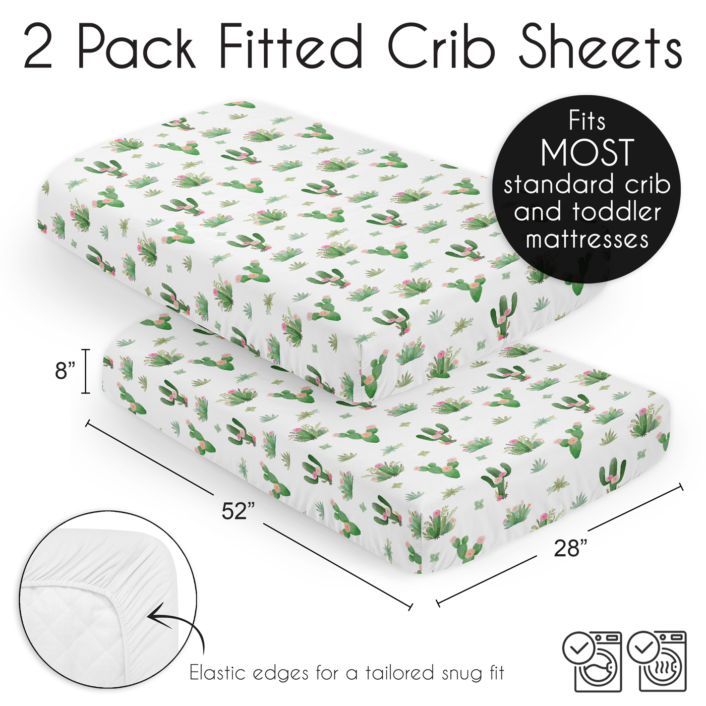 Cactus Floral Collection 2 Pack Crib Sheets