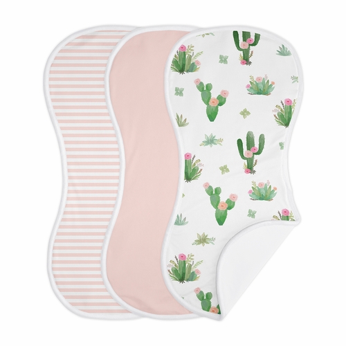 Cactus Floral Collection Absorbent Burp Cloths - 3 Pack Set