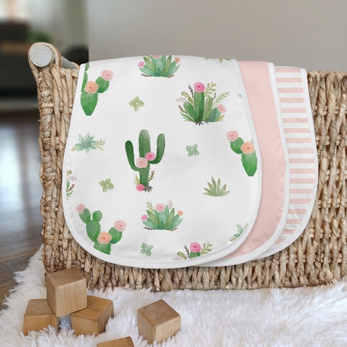 Cactus Floral Collection Absorbent Burp Cloths - 3 Pack Set - alt image 2