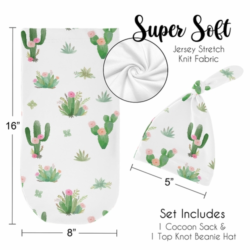Cactus Floral Collection Baby Cocoon and Beanie Hat - 2 Piece Set - alt image 4