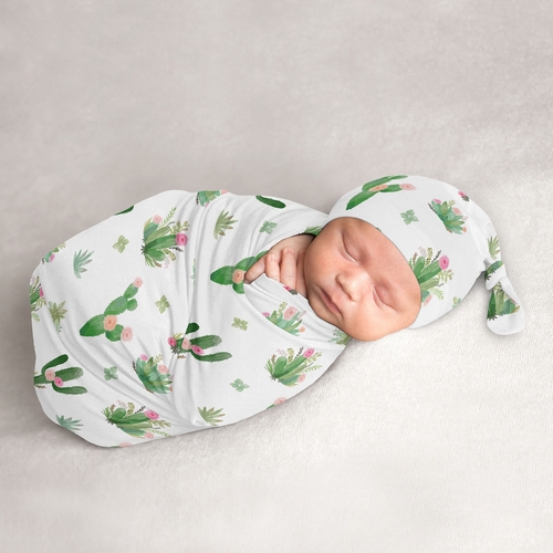 Cactus Floral Collection Baby Cocoon and Beanie Hat - 2 Piece Set
