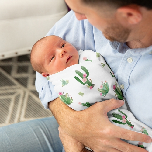 Cactus Floral Collection Baby Swaddle Blanket - alt image 2
